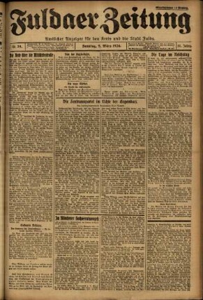 Erste Ausgabe vom Sonntag, den 09. März 1924.