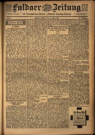 Zweite Ausgabe vom Mittwoch, den 24. April 1901.