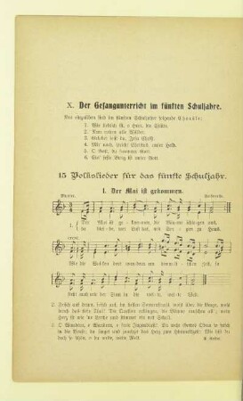 X. Der Gesangunterricht im fünften Schuljahre