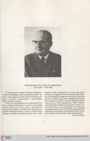 54: Profesor Dr. Władysław Tomkiewicz (4 IX 1899-5 VIII 1982)