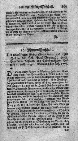 Das neueröffnete Münzcabinet. T.4.