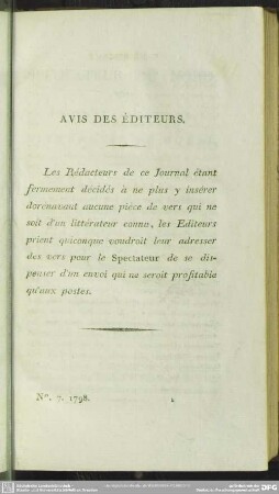 Avis Des Éditeurs