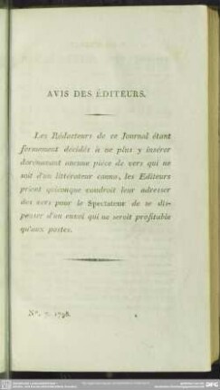 Avis Des Éditeurs