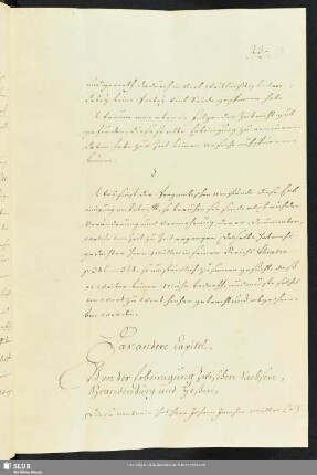 Das andere Capitel. Von der Erbeinigung zwischen Sachsen, Brandenburg und Heßen.