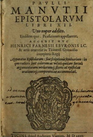 Epistolarum Pauli Manutii Libri duodecim
