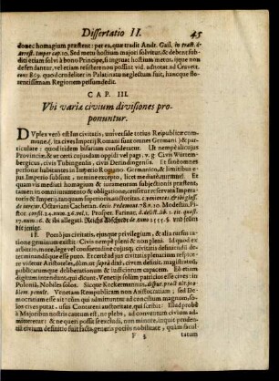 Cap. III. Vbi variae civium divisiones proponuntur.