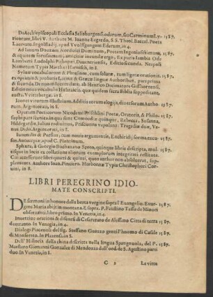 Libri Peregrino Idiomate Conscripti.