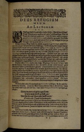 Deus Refugium Meum. Ad Lectorem.