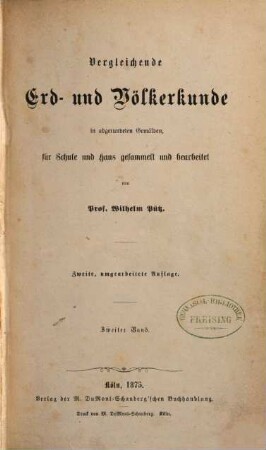 Vergleichende Erd- und Völkerkunde in abgerundeten Gemälden : für Schule und Haus gesammelt und bearbeitet, 2
