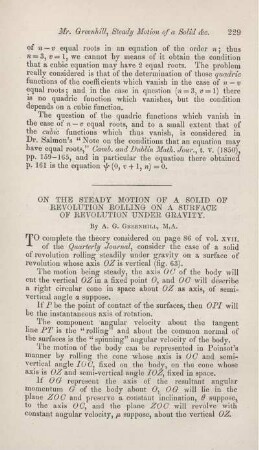 On the steady motion of a solid of revolution rolling on a surface of revolution under gravity.