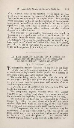 On the steady motion of a solid of revolution rolling on a surface of revolution under gravity.