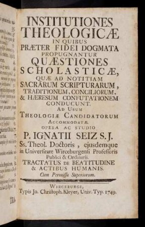 1-260, Institutiones Theologicae (2. Teil)
