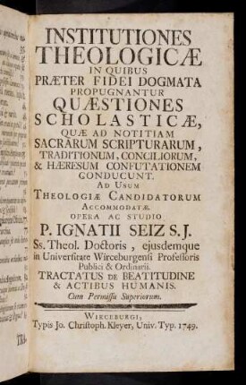 1-260, Institutiones Theologicae (2. Teil)