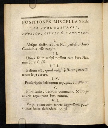 37a-37c, Positiones Miscellaneae Ex Jure Naturali, Publico, Civili & Canonico.