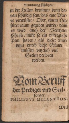 Vom Beruff der Prediger und Seelsorger.
