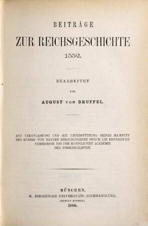 Beiträge zur Reichsgeschichte 1552
