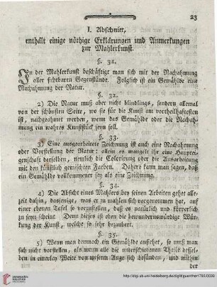 I. Abschnitt, enthaelt einige noethige Erklärungen und Anmerkungen zur Mahlerkunst
