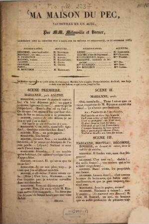 Ma maison du pec : vaudeville en un acte