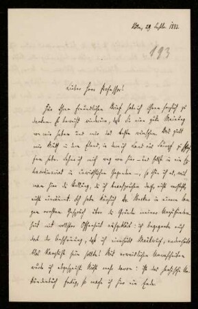 Nr. 13: Brief von Konstantin Höhlbaum an Ferdinand Frensdorff, Köln, 29.9.1883