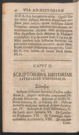 Caput II. De Scriptoribus Historiae Literariae Universalis