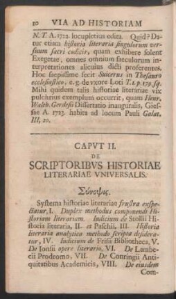 Caput II. De Scriptoribus Historiae Literariae Universalis