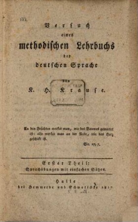Versuch eines methodischen Lehrbuches der deutschen Sprache