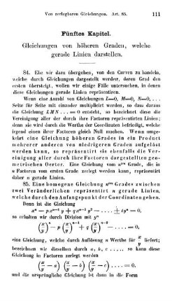 Fünftes Kapitel. Gleichungen von höheren Graden, welche gerade Linien darstellen.