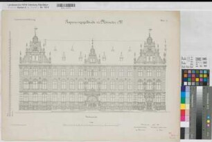 Münster (Münster) Regierungsgebäude (Inventarzeichnung) Blatt 11 Vorderansicht 1890 1 : 100 50 x 68 Lithographie: Bogdan Gisevius, Berlin Niermann; Butz KSM Nr. 1310,17