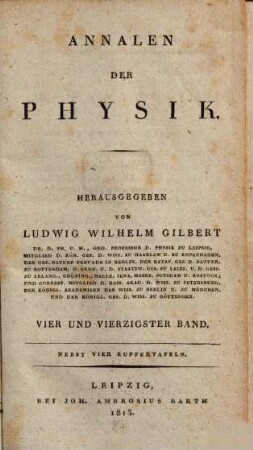 Annalen der Physik. 44 = N.F., Bd. 14. 1813