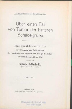 Über einen Fall von Tumor der hinteren Schädelgrube