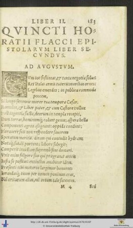 QUINCTI HORATII FLACCI EPISTOLARUM LIBER SECUNDUS