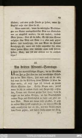 III. Am dritten Advents-Sonntage.