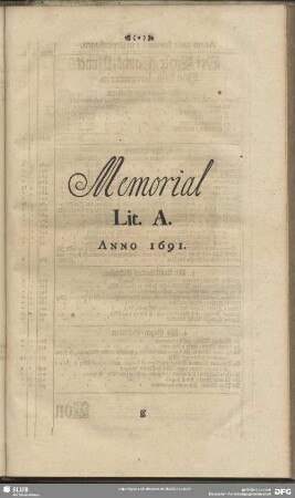 Memorial Lit A. Anno 1691