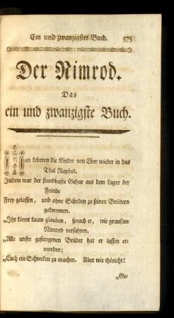 Der Nimrod. Das ein und zwanzigste Buch