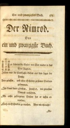 Der Nimrod. Das ein und zwanzigste Buch