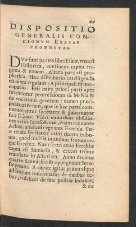 Dispositio Generalis Concionum Esaiae Prophetae.
