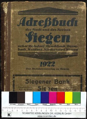 Adressbuch der Stadt und des Kreises Siegen nebst Betzdorf, Brachbach, Dermbach, Herdorf, Kirchen und Wissen