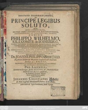 Disputatio Inauguralis Juridica, De Principe Legibus Soluto