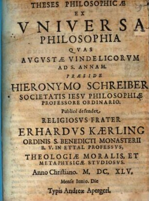 Theses philos. ex universa philosophia