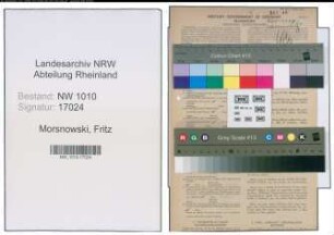Entnazifizierung Fritz Morsnowski , geb. 10.11.1900 (Bahnfahrer)
