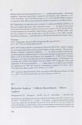 D 7. Richardus Anglicus, Collectio Quaestionum, Alanus Anglicus