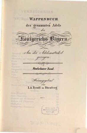 Wappenbuch des gesammten Adels des Königreichs Baiern : aus der Adelsmatrikel gezogen, 15