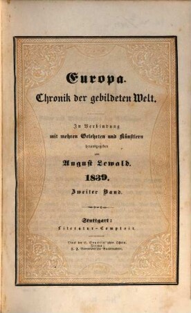 A. Lewald's Europa : Chronik der gebildeten Welt. 1839,2, 1839,2