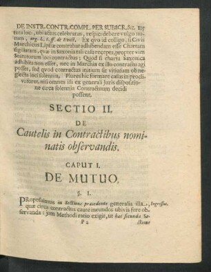 Caput I. De Mutuo.