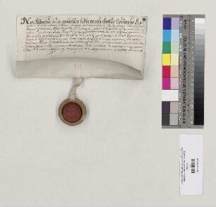 Bischof Albert von Regensburg quittiert Abt Hieronymus [II. Feury] von St. Emmeram über zehn Pfund Regensburger Pfennige für die dem Bischof von Regensburg auf päpstliche Weisung jährlich geschuldeten 30 Pfund Turnosen (Turonensium parvorum). S=A