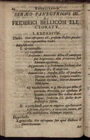 Sermo Panegyricus III. de Friderici Bellicosi Electoratu