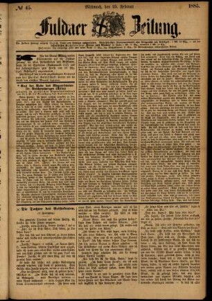 Ausgabe vom Mittwoch, den 25. Februar 1885.