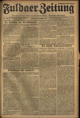 Erste Ausgabe vom Sonntag, den 06. Dezember 1925.