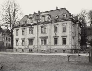 Mylau, Wohnhaus : Mylau. Doppelwohnhaus (um 1890), Karl-Marx-Ring 16/14. Straßenansicht