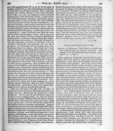 Die Wollust, vorzüglich aus dem Standpunkte des Staates betrachtet. Ein ernsteres Wort für Gegenwart und Zukunft. Leipzig: Hartmann 1824